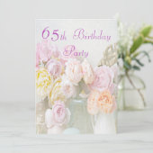 Romantische Rozen in de 65e verjaardag van de verj Kaart (Staand voorkant)