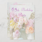 Romantische Rozen in de 65e verjaardag van de verj Kaart (Voorkant / Achterkant)