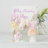 Romantische Rozen in Jars 40e verjaardag Kaart (Staand voorkant)