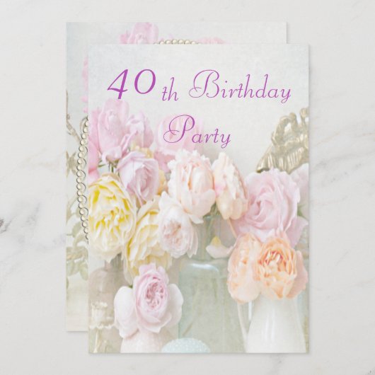 Romantische Rozen in Jars 40e verjaardag Kaart (Voorkant / Achterkant)