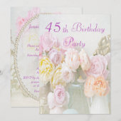 Romantische Rozen in Jars 45e verjaardag Kaart (Voorkant / Achterkant)