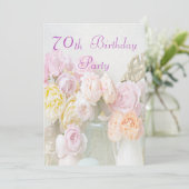 Romantische Rozen in Jars 70e verjaardag Kaart (Staand voorkant)