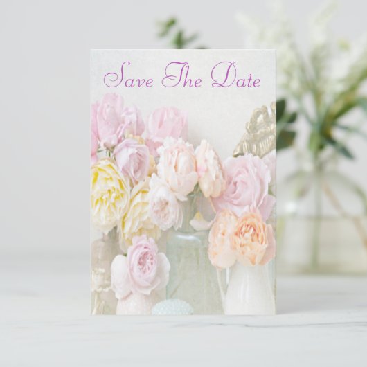 Romantische Rozen in Jars 80th Save the Date (Staand voorkant)