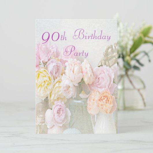 Romantische Rozen in Jars 90e verjaardag Kaart (Staand voorkant)