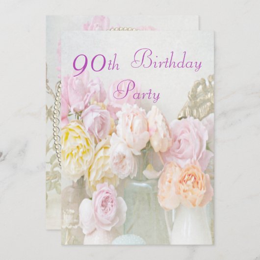 Romantische Rozen in Jars 90e verjaardag Kaart (Voorkant / Achterkant)