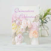 Romantische Rozen in Jars Quinceañera Kaart (Staand voorkant)