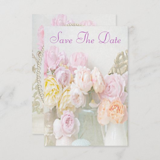 Romantische Rozen in Jars sparen de Datum Save The Date (Voorkant / Achterkant)