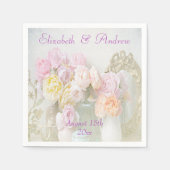 Romantische Rozen in potten bruiloft servetten (Voorkant)