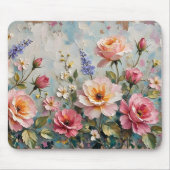 Romantische  Rozen in roze en perziktuin Muismat (Voorkant)