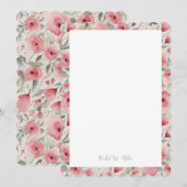 Romantische Rozen in Zacht Roze & Groenen Briefpap Kaart (Voorkant / Achterkant)