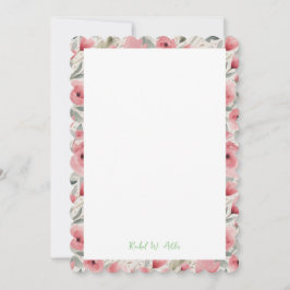 Romantische Rozen in Zacht Roze & Groenen Briefpap Kaart