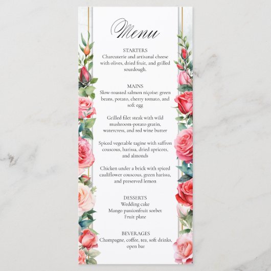 Romantische Rozen & Kalligrafie Menu (Voorkant)