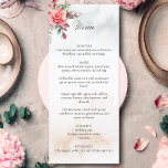 Romantische Rozen & Kalligrafie Menu<br><div class="desc">Heerlijk cluster van elegante waterverf blush roze rozen en groen gebladerte op een subtiele pastel waterverf achtergrond. Beschikt over een "Menu"-tekstafbeelding in aangepast scriptlettertype (of verwijder en pas de tekst aan in de ontwerpeditor) met bewerkbare tekstvelden. Bevat blokken bewerkbare tekstvelden voor een compleet ontvangstdiner.</div>
