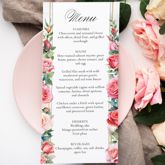 Romantische Rozen & Kalligrafie Menu