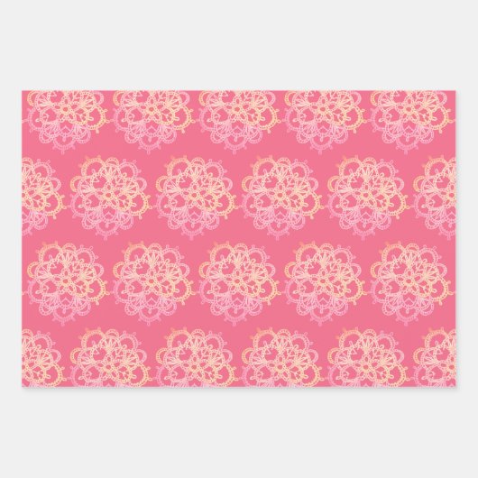 Romantische Rozen Lace Pattern Inpakpapier Vel (Voorkant 2)