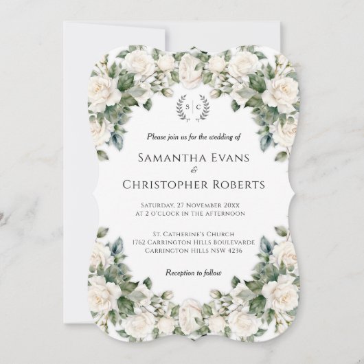 Romantische Rozen lente bruiloft gebogen Kaart (Voorkant)