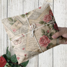 Romantische  Rozen Letters Vlinder Decoupage