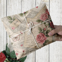 Romantische  Rozen Letters Vlinder Decoupage Tissuepapier