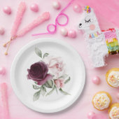 Romantische Rozen Luxe Waterverf Botanisch Papieren Bordje