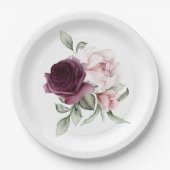 Romantische Rozen Luxe Waterverf Botanisch Papieren Bordje (Voorkant)