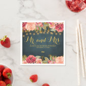 Romantische rozen marineman en mevrouw script brui servetten (Insitu)