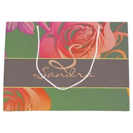 Romantische Rozen Monogram Groot Cadeauzakje (Voorkant)
