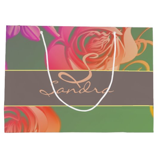 Romantische Rozen Monogram Groot Cadeauzakje (Achterkant)