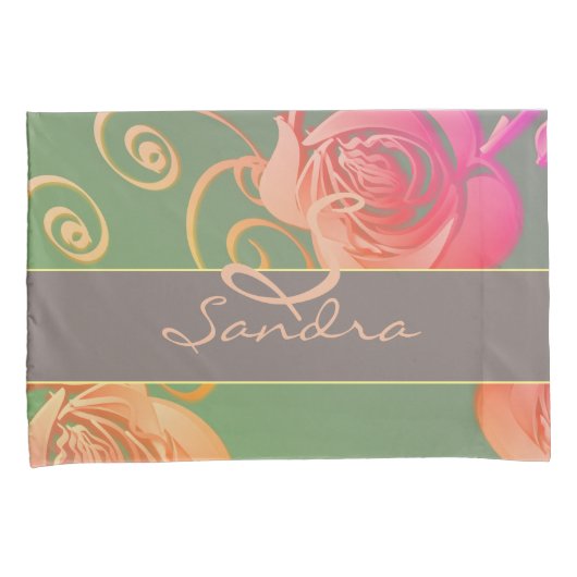 Romantische Rozen Monogram Pillowcase Kussensloop (Voorkant-Rechts)