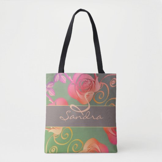 Romantische Rozen Monogram Tote Bag (Voorkant)