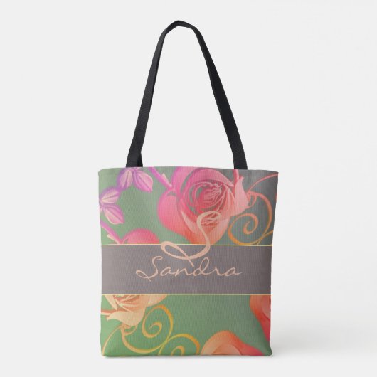 Romantische Rozen Monogram Tote Bag (Achterkant)