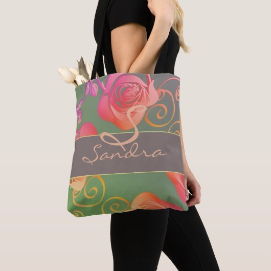 Romantische Rozen Monogram Tote Bag (Dichtbij)