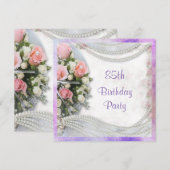 Romantische Rozen & Parels 85ste verjaardagsfeest Kaart (Voorkant / Achterkant)