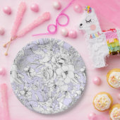 Romantische rozen peony eucalyptus line tekening l papieren bordje (Feest)