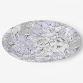 Romantische rozen peony eucalyptus line tekening l papieren bordje (Gekanteld)