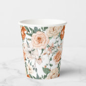 Romantische rozen peony eucalyptus peach crème sin papieren bekers (Voorkant)