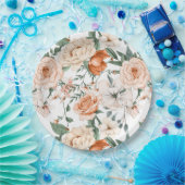 Romantische rozen peony eucalyptus peach crème sin papieren bordje (Feest)