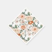 Romantische rozen peony eucalyptus peach crème sin servet (Hoek)