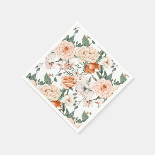 Romantische rozen peony eucalyptus peach crème sin servet (Hoek)