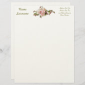 Romantische Rozen Rosebuds Elegant  Victoriaans Briefhoofd (Voorkant / Achterkant)