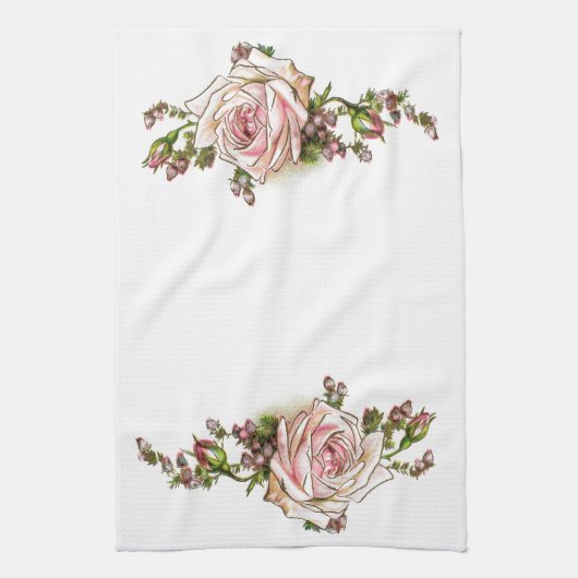 Romantische Rozen Rosebuds Elegant  Victoriaans Theedoek (Verticaal)