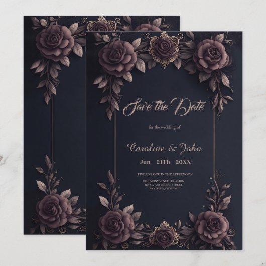 Romantische  rozen. save the date (Voorkant / Achterkant)