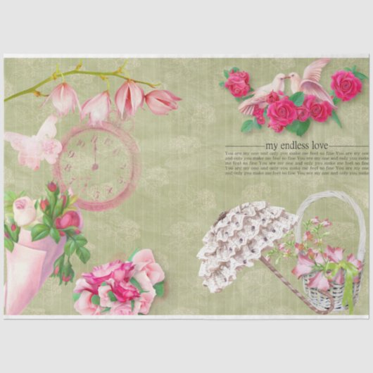 Romantische Rozen Serie Ontwerp 11 Tissuepapier (Voorkant)