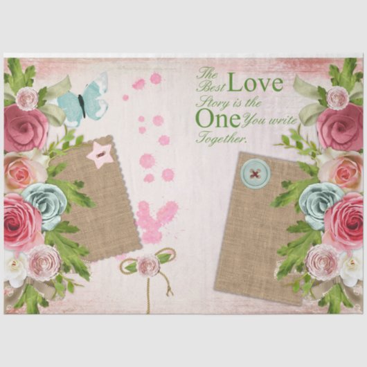 Romantische Rozen Serie Ontwerp 8 Tissuepapier (Voorkant)