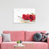 romantische rozen tijdens het diner bord canvas afdruk (Insitu (Woonkamer))