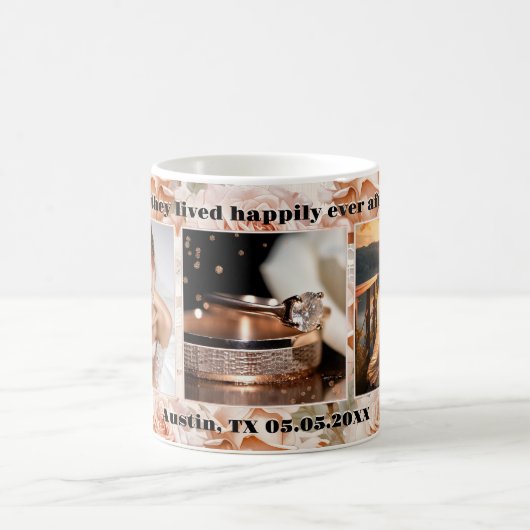 Romantische Rozen Trouwfoto Mok (Center)