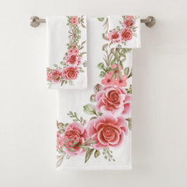 Romantische rozen tuin badkamer handdoek set