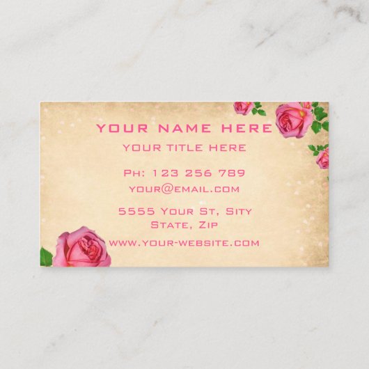 Romantische Rozen Tuin Bloemen Professioneel Visitekaartje (Achterkant)