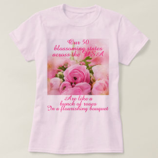 Romantische Rozen USA 50 Staten Patriottisch Roze T-shirt