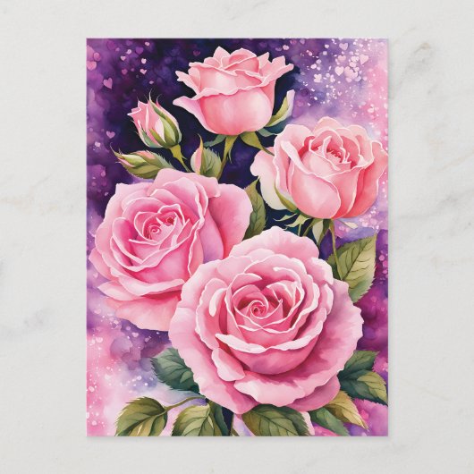 Romantische Rozen Valentijn Feestdagenkaart (Voorkant)