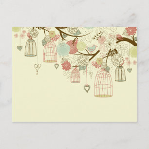 Romantische Rozen, vogels, vogelkooien, Florenz  Briefkaart